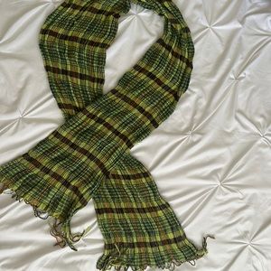 Green and brown plaid scarf